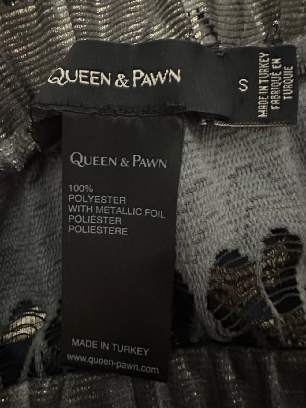 Designer Queen & Pawn Metallic Olive black Lace Tiered Maxi dress cover up S - Picture 3 of 7